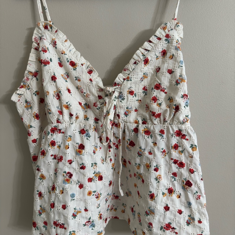 Floral Ruffle Women’s Spaghetti Strap Top